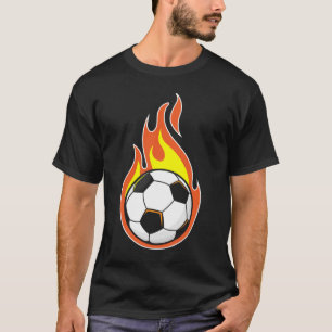 Voetbal in brand t-shirt