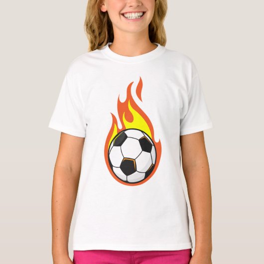 Voetbal in brand t-shirt (Voorkant)