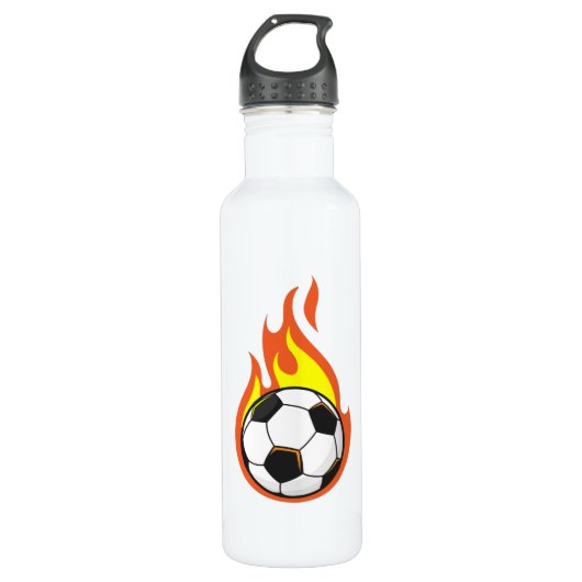 Voetbal in brand waterfles  (Voorkant)