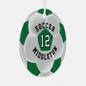 Voetbal ⚽ in een donkergroen en wit metalen ornament (Voorkant Rechts)