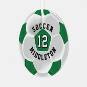 Voetbal ⚽ in een donkergroen en wit metalen ornament (Voorkant links)