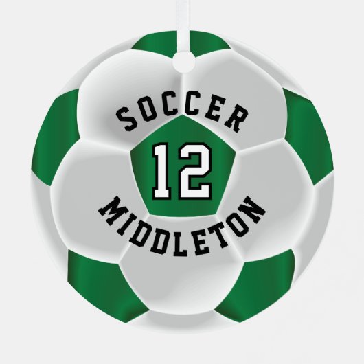Voetbal ⚽ in een donkergroen en wit metalen ornament (Achterkant)