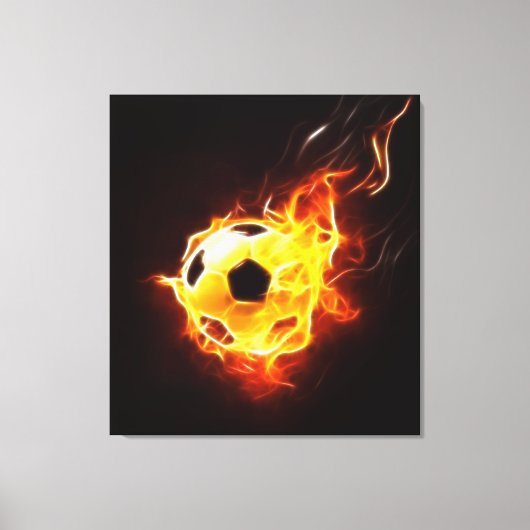 Voetbal in Flames Canvas Afdruk (Voorkant)