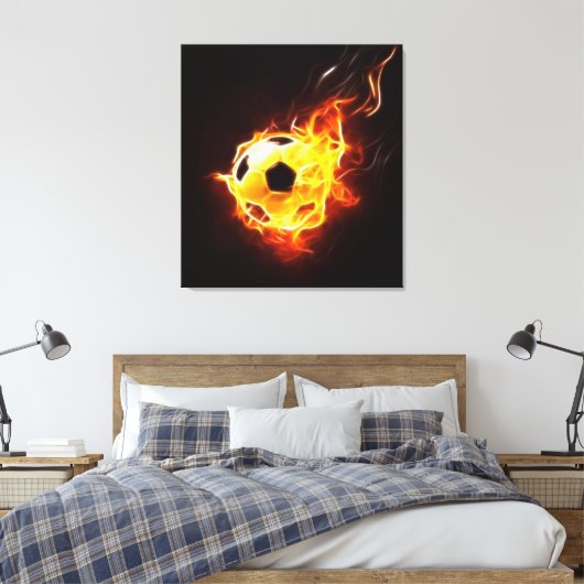 Voetbal in Flames Canvas Afdruk (Insitu (Slaapkamer))