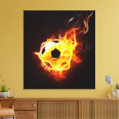 Voetbal in Flames Canvas Afdruk (Insitu (Woonkamer))