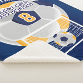 Voetbal in goud, wit en blauw sherpa deken (3/4)
