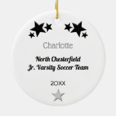 Voetbal in grijs en zwart keramisch ornament (Achterkant)