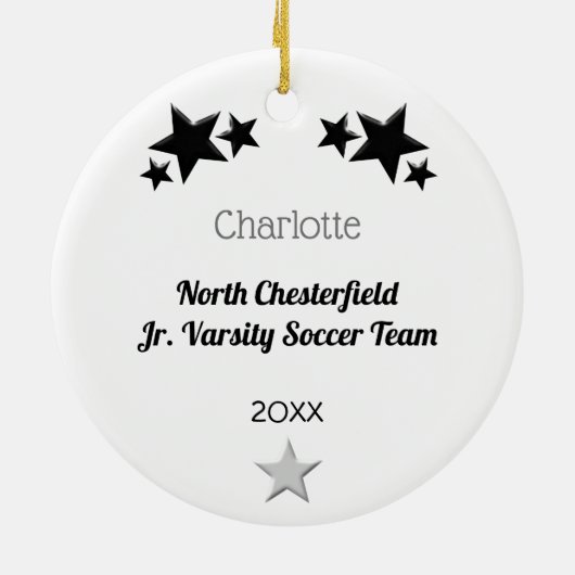 Voetbal in grijs en zwart keramisch ornament (Achterkant)