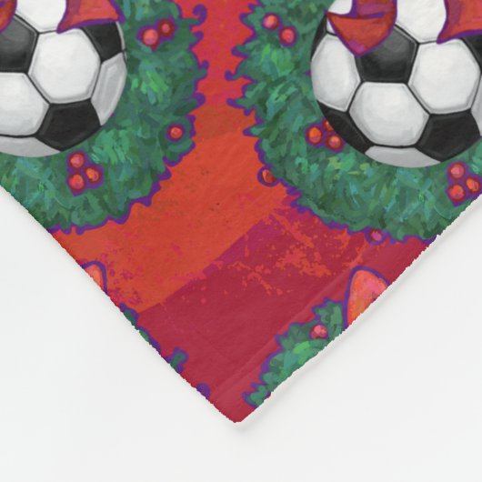Voetbal in het Grote Patroon op rood Fleece Deken (Hoek)