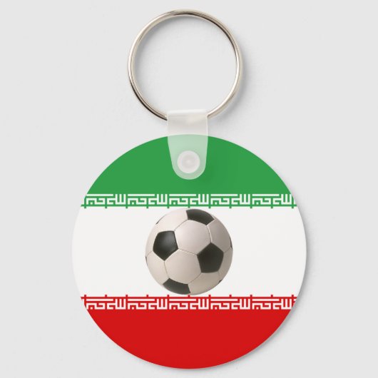 Voetbal in het midden van de Iraanse vlag Sleutelhanger (Voorkant)