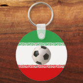 Voetbal in het midden van de Iraanse vlag Sleutelhanger (Voorkant)