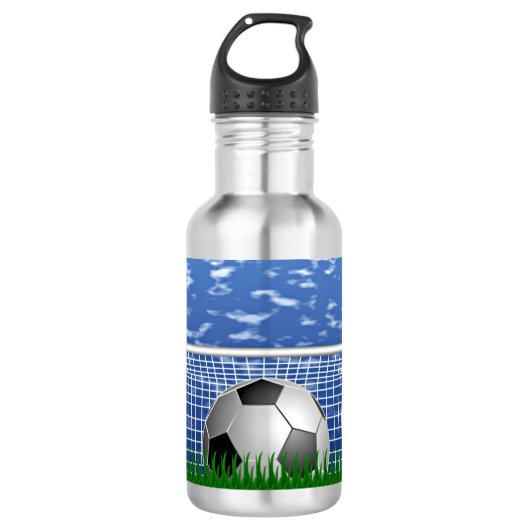 Voetbal in het net, populair design, waterfles (Voorkant)