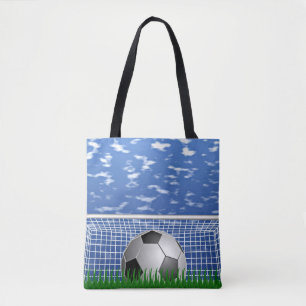 Voetbal in het net, populair ontwerp, tote bag