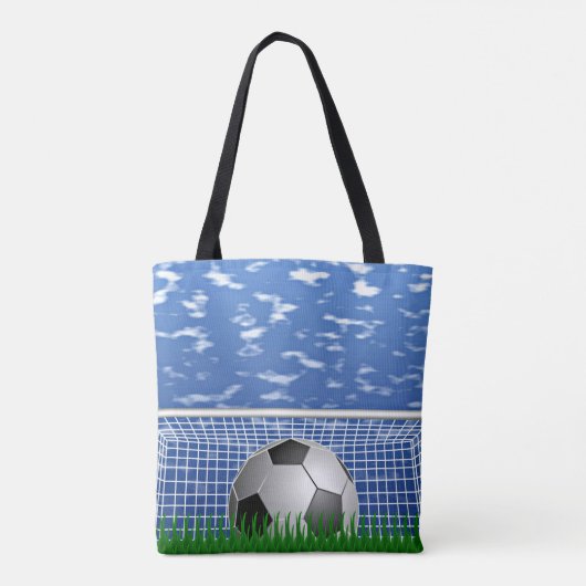 Voetbal in het net, populair ontwerp, tote bag (Achterkant)
