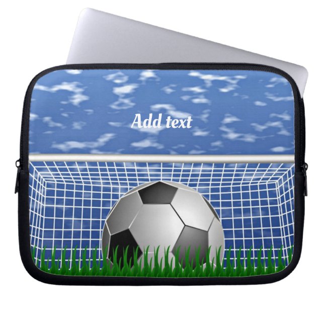 Voetbal in het net sjabloon laptop sleeve (Voorkant)