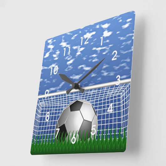 Voetbal in het net vierkante klok (Hoek)