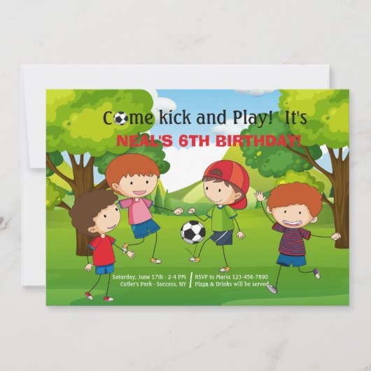 Voetbal in het park uitnodiging (Voorkant)