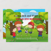 Voetbal in het park uitnodiging (Voorkant / Achterkant)