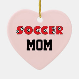 Voetbal in het rood keramisch ornament