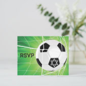 Voetbal in Net Bar Mitzvah RSVP Briefkaart (Staand voorkant)
