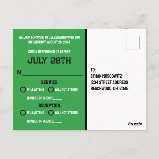 Voetbal in Net Bar Mitzvah RSVP Briefkaart (Achterkant)