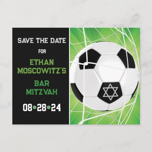 Voetbal in Net Bar Mitzvah Sla de Kaart Datum op (Voorkant)