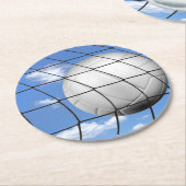 Voetbal in net ronde kartonnen onderzetter (Gebogen)