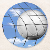 Voetbal in net ronde kartonnen onderzetter (Voorkant)