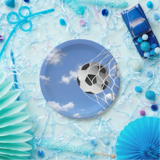 voetbal in netto papieren bordje (Feest)