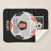 Voetbal in Oranje, wit en zwart Sherpa Blan Deken (Voorkant (horizontaal))