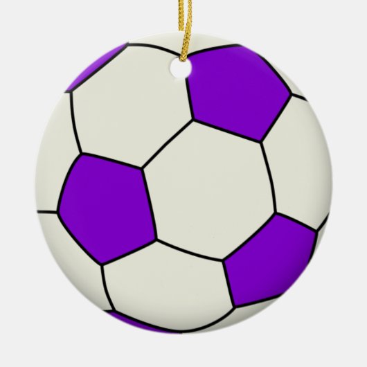 voetbal in Paars Keramisch Ornament (Voorkant)