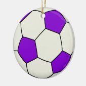 voetbal in Paars Keramisch Ornament (Links)