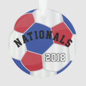 Voetbal in rood, blauw, zwart en wit - Aangepast Ornament (achterkant)