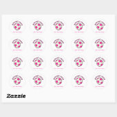 Voetbal in roze ronde sticker (Vel)