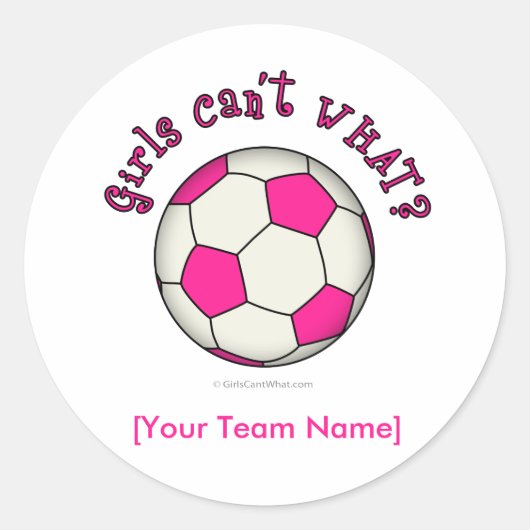Voetbal in roze ronde sticker (Voorkant)