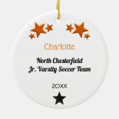 Voetbal in Sinaasappel Keramisch Ornament (Achterkant)