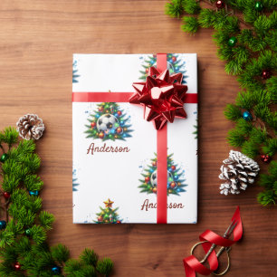 Voetbal Inpakpapier Kerst Aangepaste Naam Cadeau