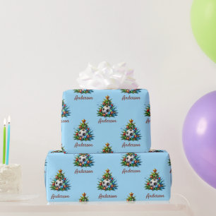 Voetbal Inpakpapier Kerst Aangepaste Naam Cadeau