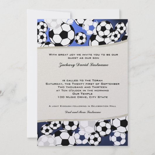 Voetbal Invitational Bar Mitswa Kaart (Achterkant)