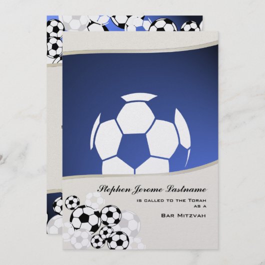 Voetbal Invitational Bar Mitswa Kaart (Voorkant / Achterkant)