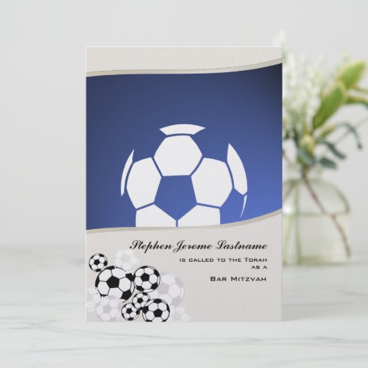 Voetbal Invitational Bar Mitswa Kaart (Staand voorkant)