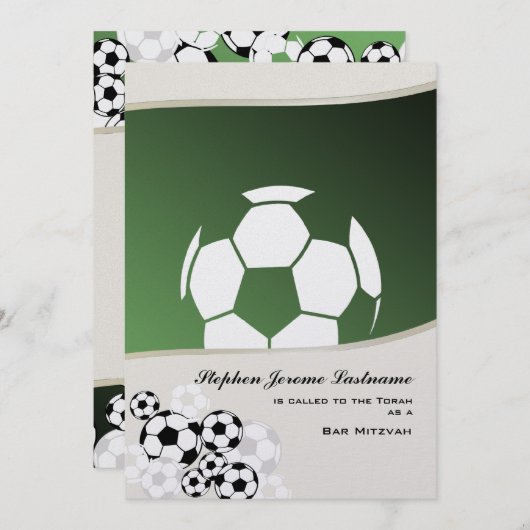 Voetbal Invitational Bar Mitswa Kaart (Voorkant / Achterkant)