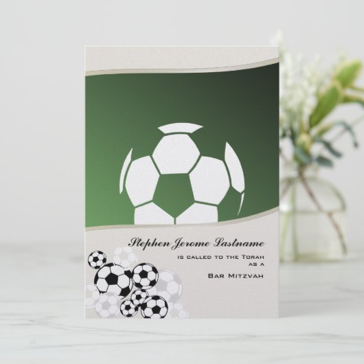 Voetbal Invitational Bar Mitswa Kaart (Staand voorkant)