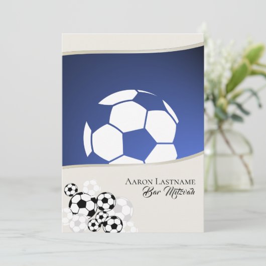 Voetbal Invitational Bar Mitswa Kaart (Staand voorkant)