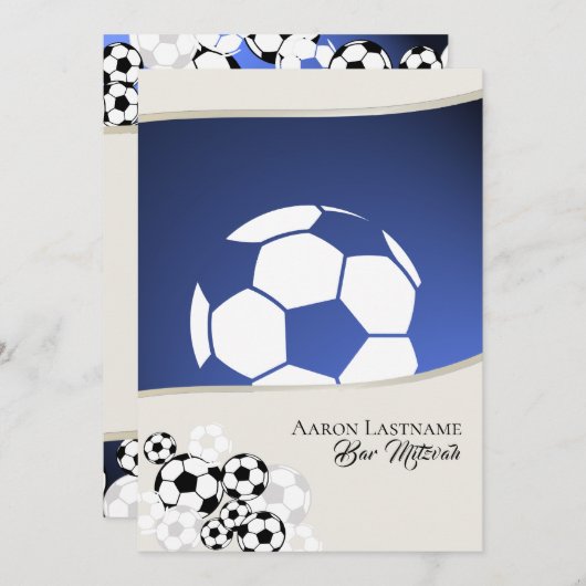 Voetbal Invitational Bar Mitswa Kaart (Voorkant / Achterkant)