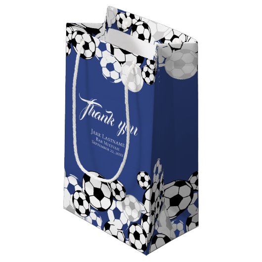 Voetbal Invitational Blue met tekst Klein Cadeauzakje (Voorkant Gekanteld)