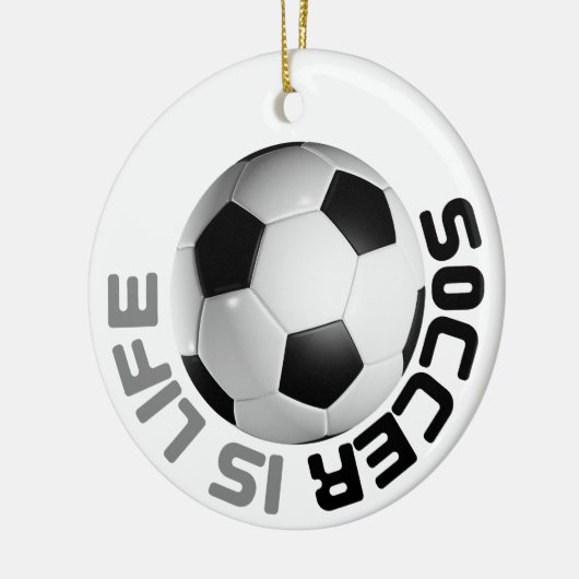 Voetbal is leven keramisch ornament (Links)