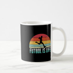 Voetbal is Leven Retro Vintage Voetbalspeler Kostu Koffiemok