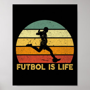 Voetbal Is Leven Retro Vintage Voetbalspeler Kostu Poster