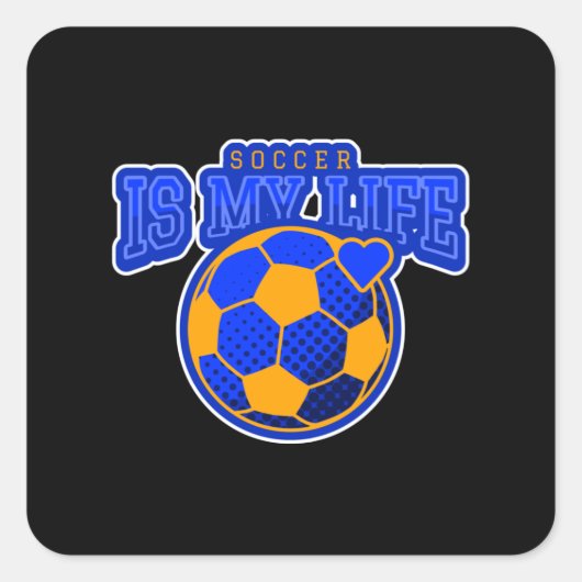Voetbal is mijn leven vierkante sticker (Voorkant)